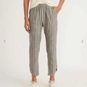 Marine Layer Alison Pant- grey and white striped linen pant